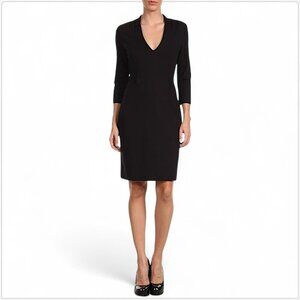 Kate Spade Black Darlene V-Neck Stretch Knit Sheath 3/4 Sleeves Dress NWT New 2
